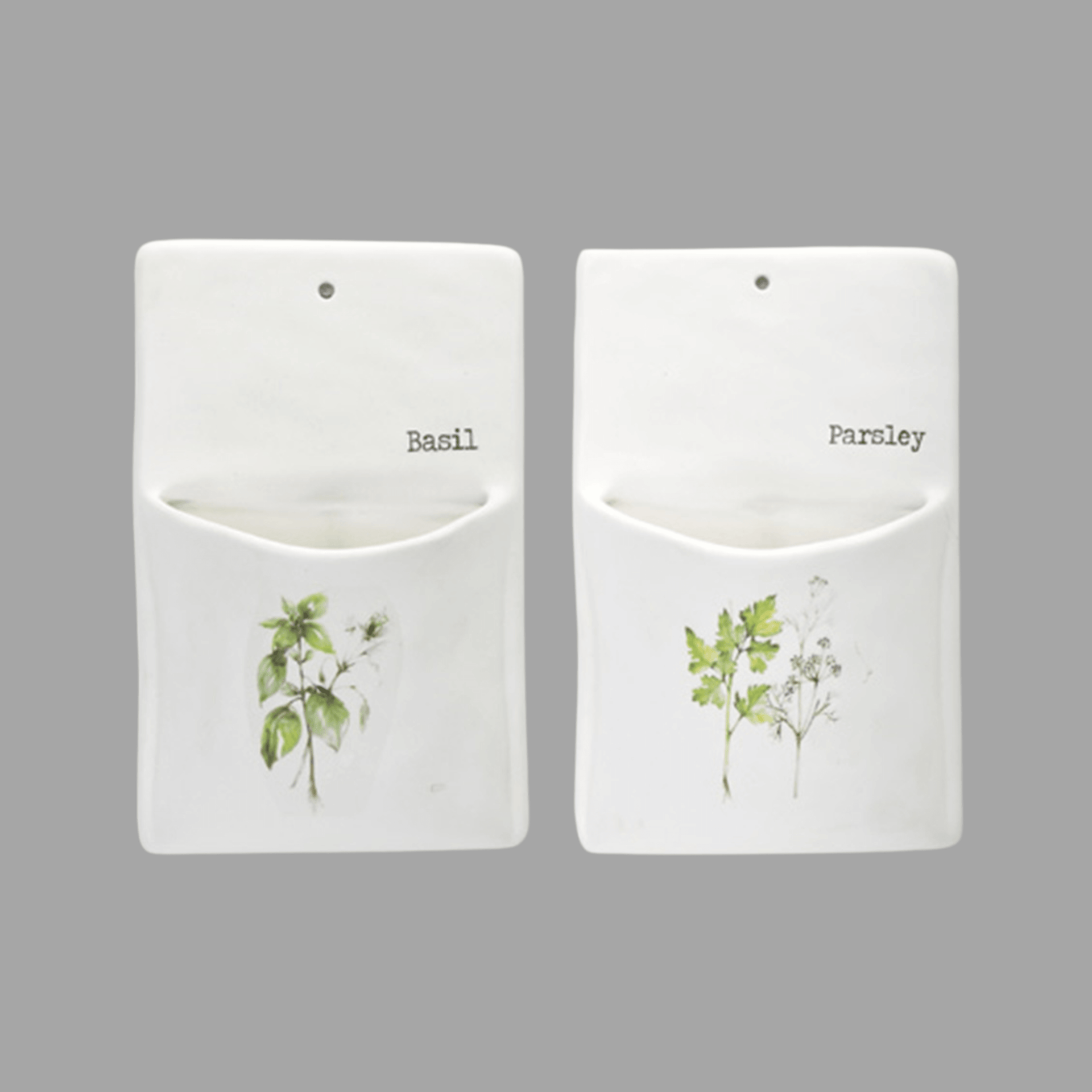 Set of 4 Ceramic Herb Wall Pockets