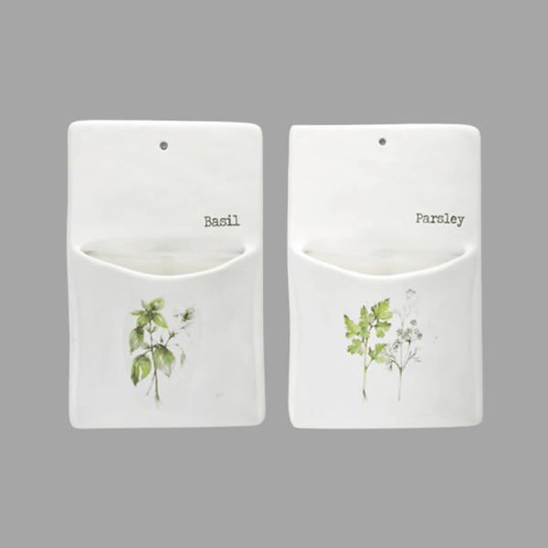 Set of 4 Ceramic Herb Wall Pockets