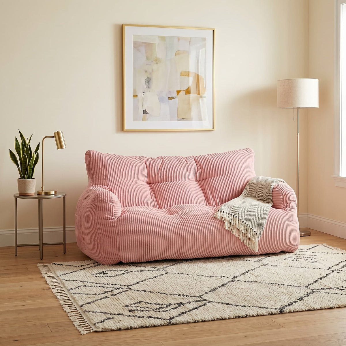 Pamapic 2-Seat Structured Big Bean Bag Chairs for Adult