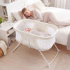 2 in 1 Baby Bassinet with Rocking Motion Foldable Bedside Sleeper with Breathable Mesh-Beige