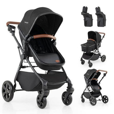 2-in-1 Convertible Baby Stroller with Car Seat Adapters-Black