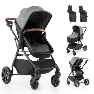 2-in-1 Convertible Baby Stroller with Car Seat Adapters-Gray