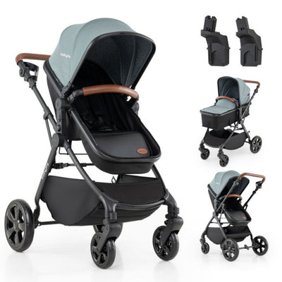 2-in-1 Convertible Baby Stroller with Car Seat Adapters-Turquoise
