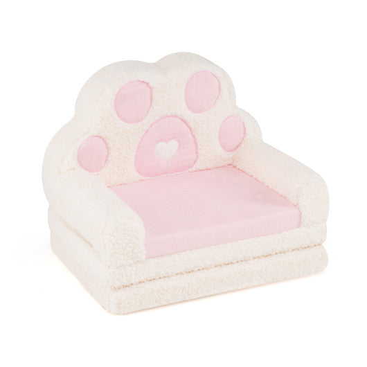 2-in-1 Convertible Kids Sofa to Lounger with Removable Cover-Pink
