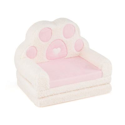 2-in-1 Convertible Kids Sofa to Lounger with Removable Cover-Pink