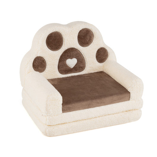 2-in-1 Convertible Kids Sofa to Lounger with Removable Cover-Brown