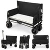 2-in-1 Wagon Bench Seat Combo Collapsible Beach Cart-Black