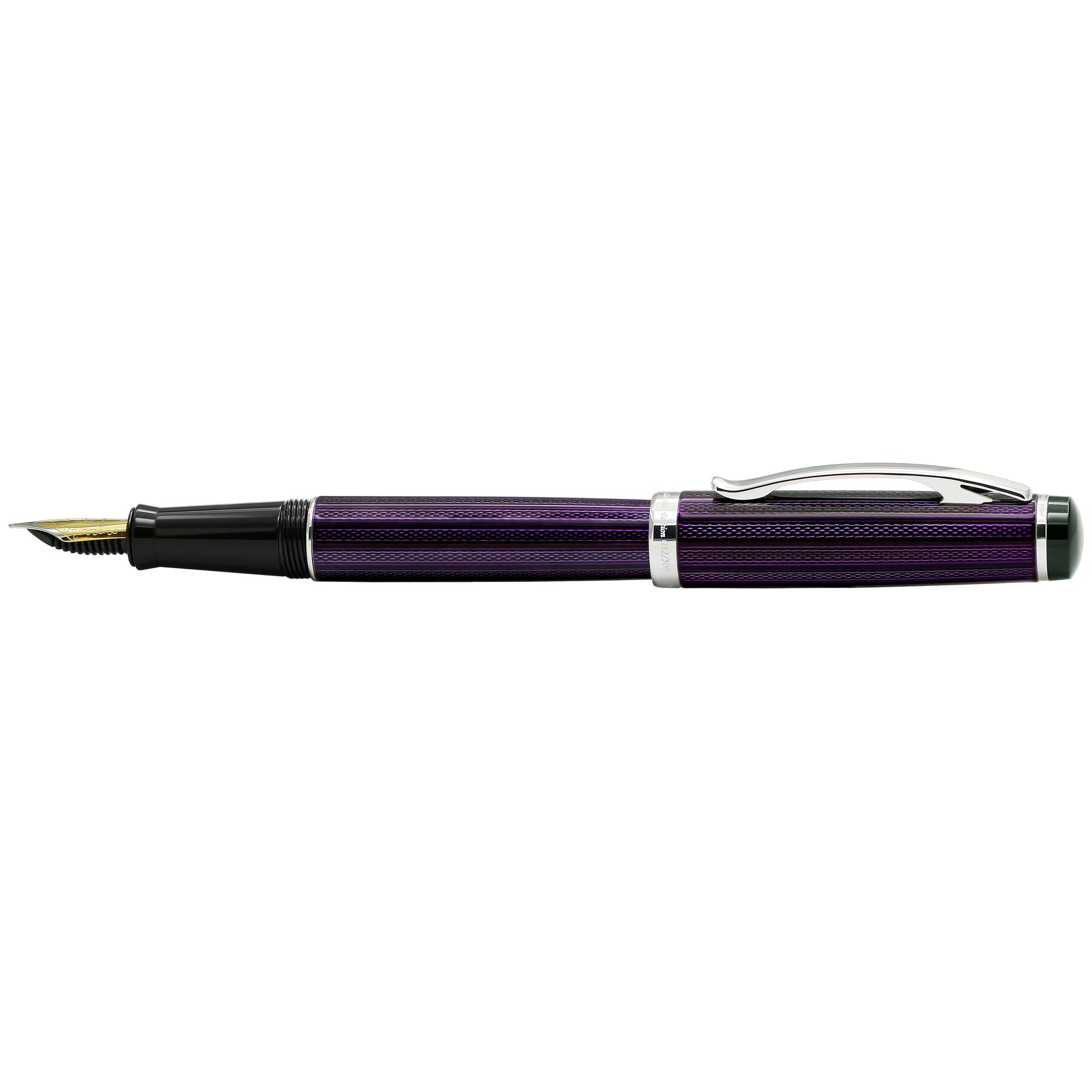 Incognito Diamond-Cut Lacquered Brass Fountain Pen (Fine Nib) - Purple