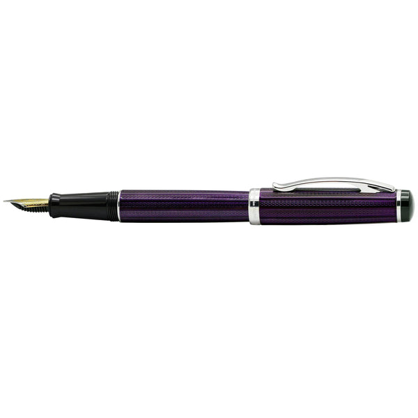 Incognito Diamond-Cut Lacquered Brass Fountain Pen (Fine Nib) - Purple - Gifts for You 'n Me