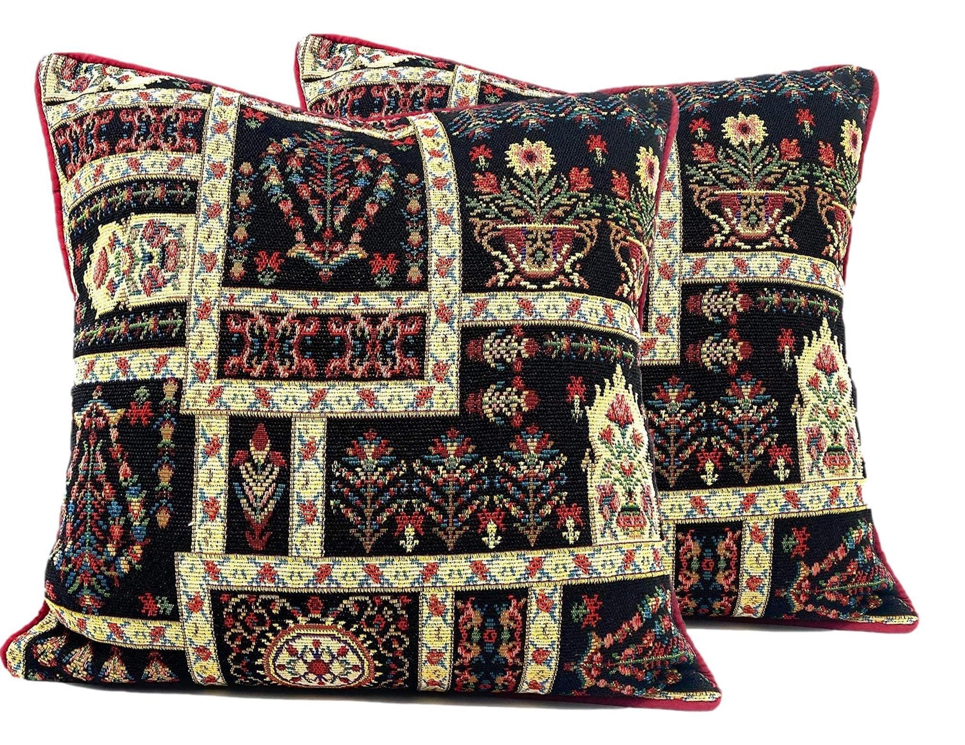 DaDalogy Bedding Dark Noir Botanical Mughal Floral Vintage Fleur Tapestry Throw Pillow Covers 16