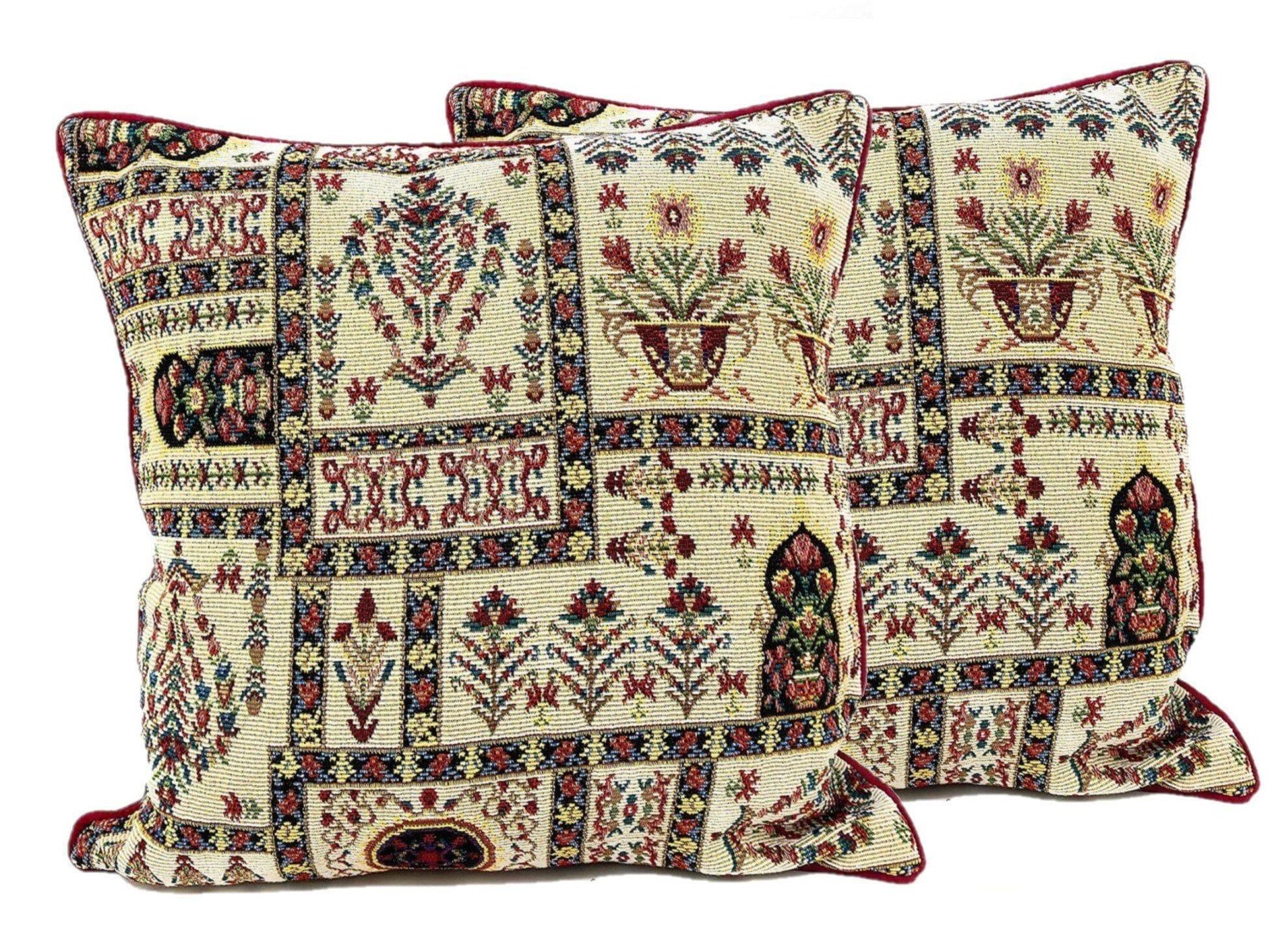 DaDalogy Bedding Light White Mughal Floral Botanical Cottage Fleur Tapestry Throw Pillow Covers 16