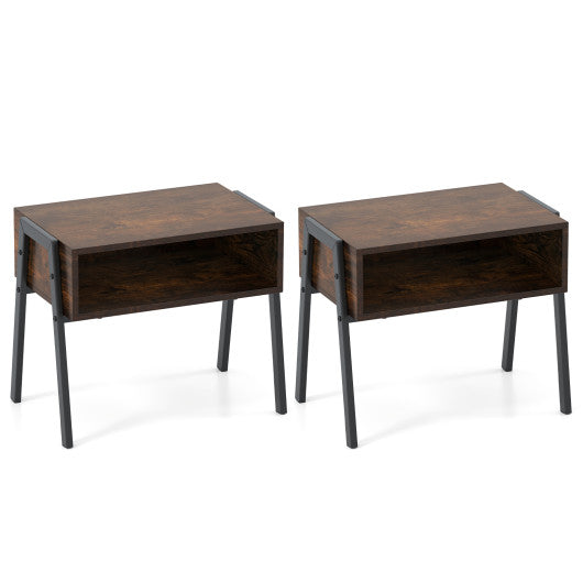 2 Pieces Stackable Night Stand Bedside End Table Set