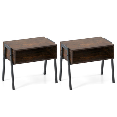 2 Pieces Stackable Night Stand Bedside End Table Set