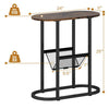 2-tier Oval Narrow Bedside End Table-Rustic Brown - Rustic Brown