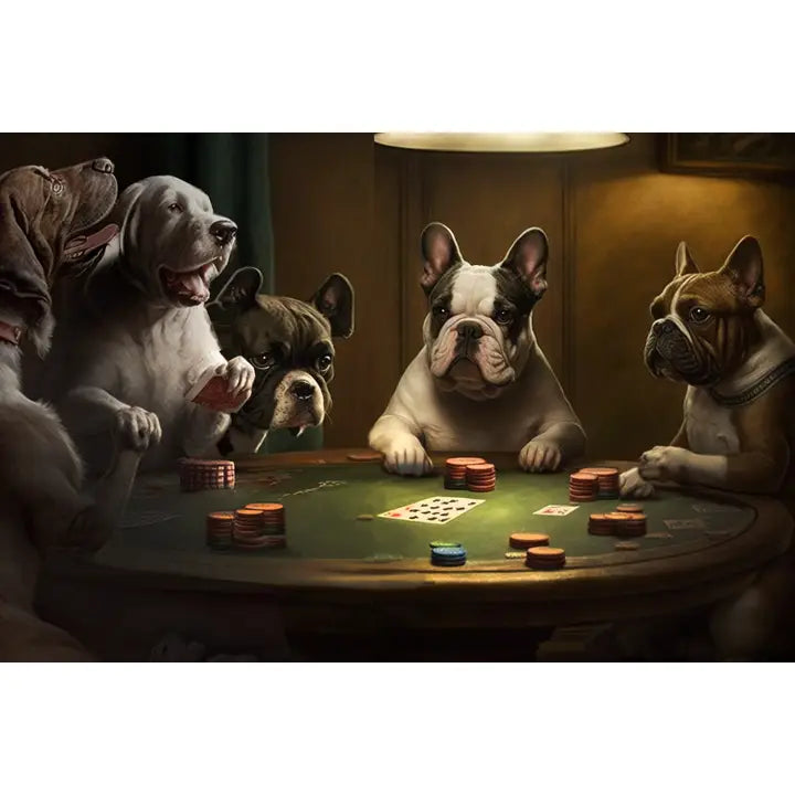Bulldog Art Print – Bad Poker Night | Funny Dog Print 8x10 Wall Decor