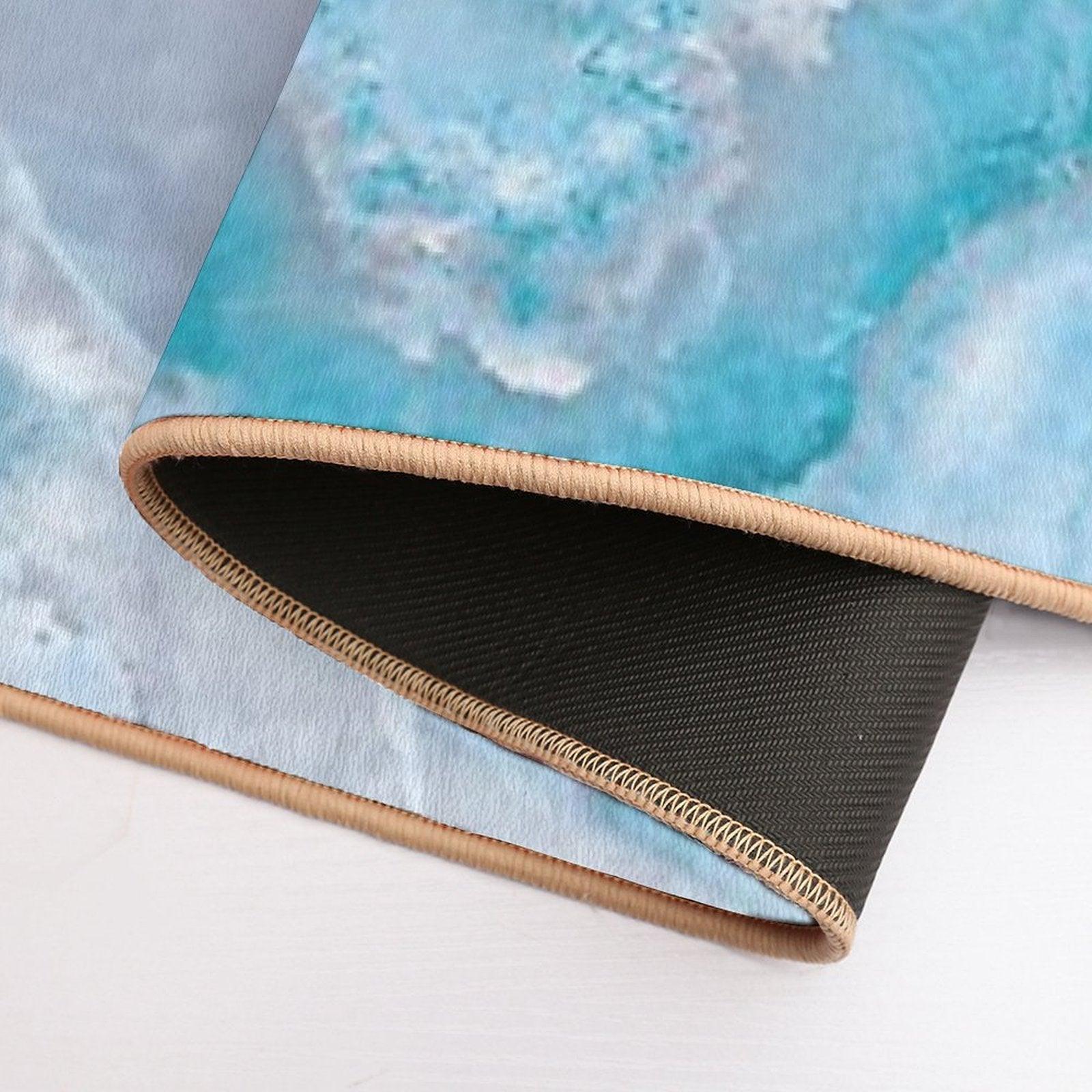 Luxury Mermaid Blue Faux Agate Marble Geode Gem Bath Mat
