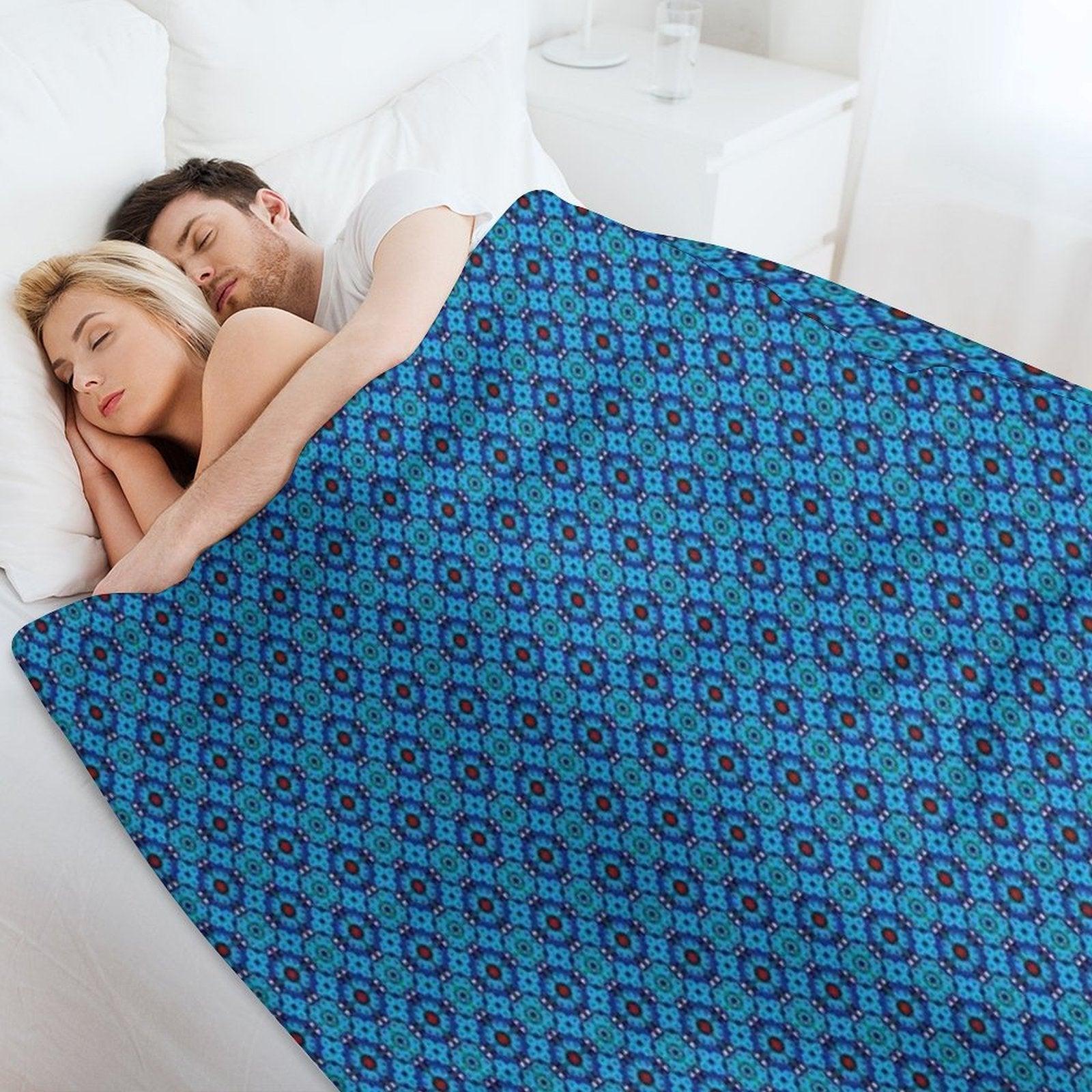 Blue Petal Medallions Throw Blanket