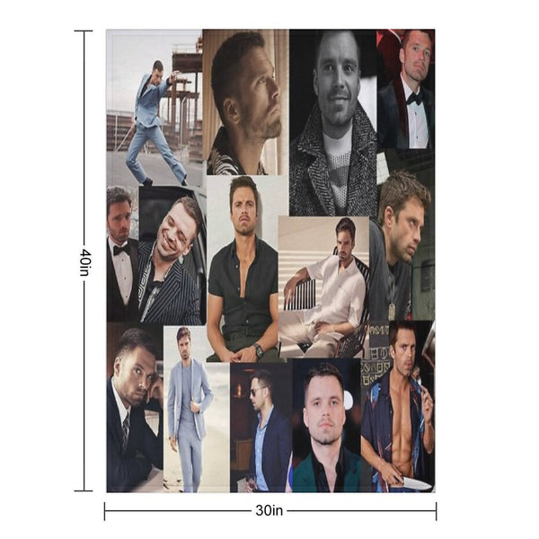 Sebastian Stan Collage Durable Throw Blanket