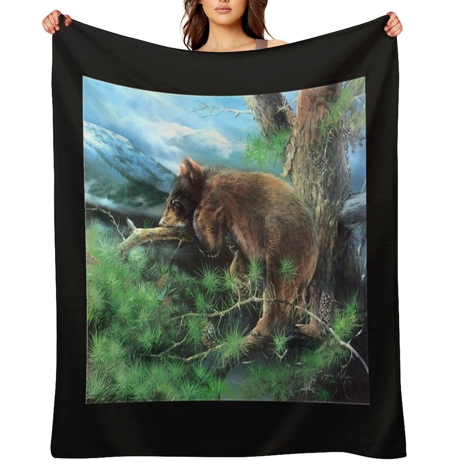 Cinnamon Tree Black Bear Cub Throw Blanket