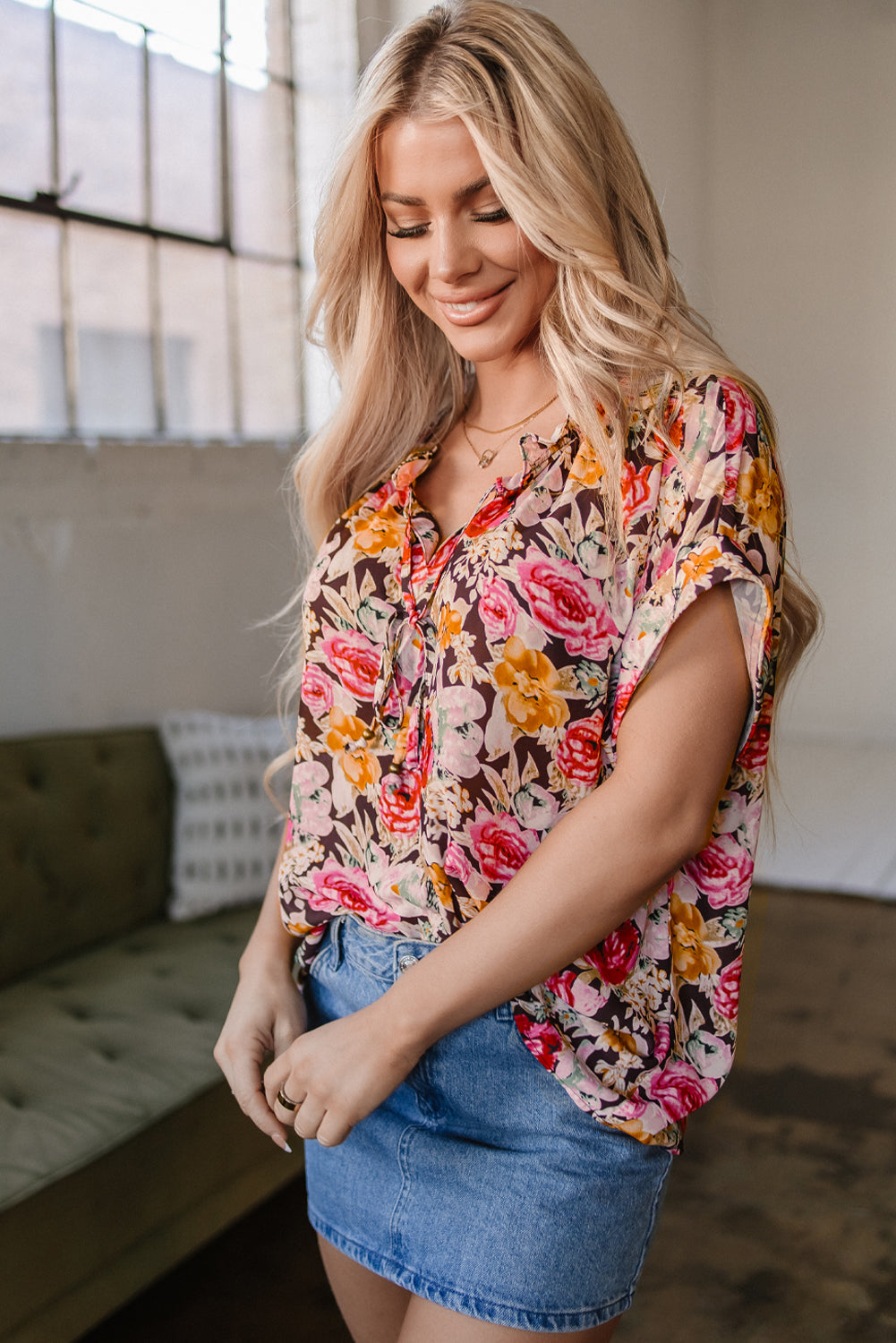 Rhea Floral Crew Neck Blouse