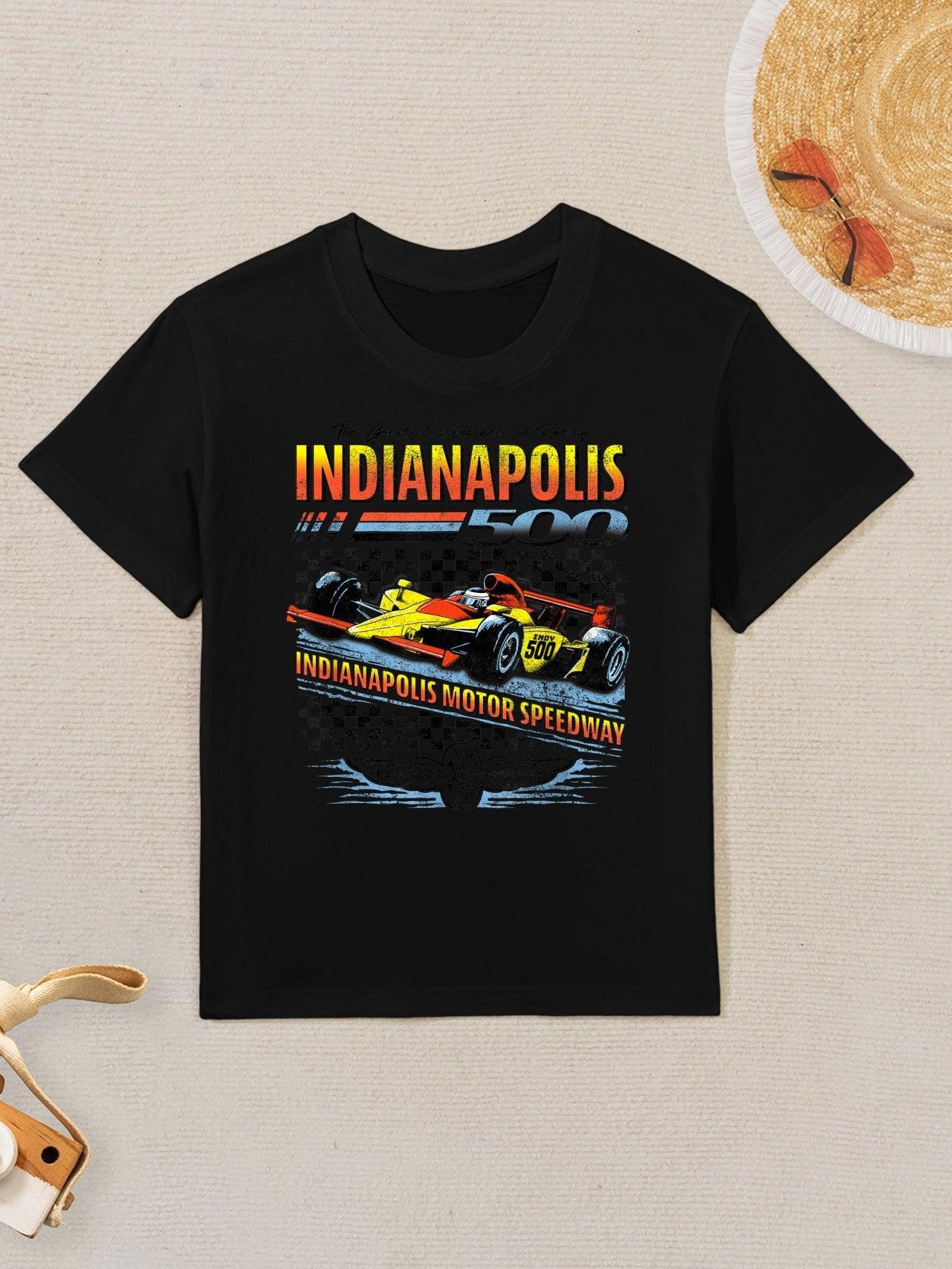 Indy 500 The Greatest Spectacle In Racing Distressed Poster Kids T-Shirt