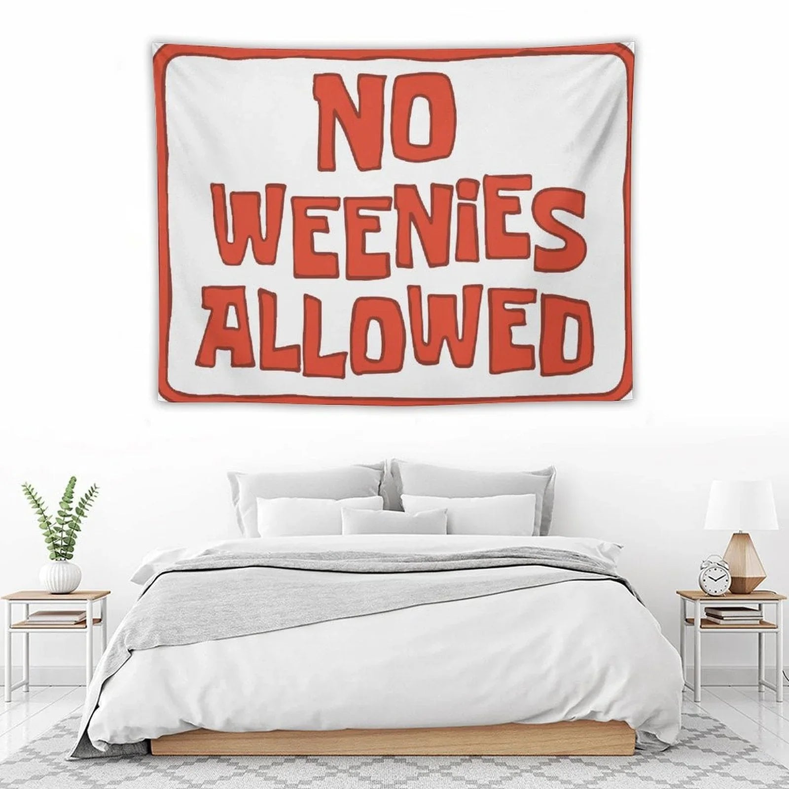 No Weenies Allowed Pink Tapestry