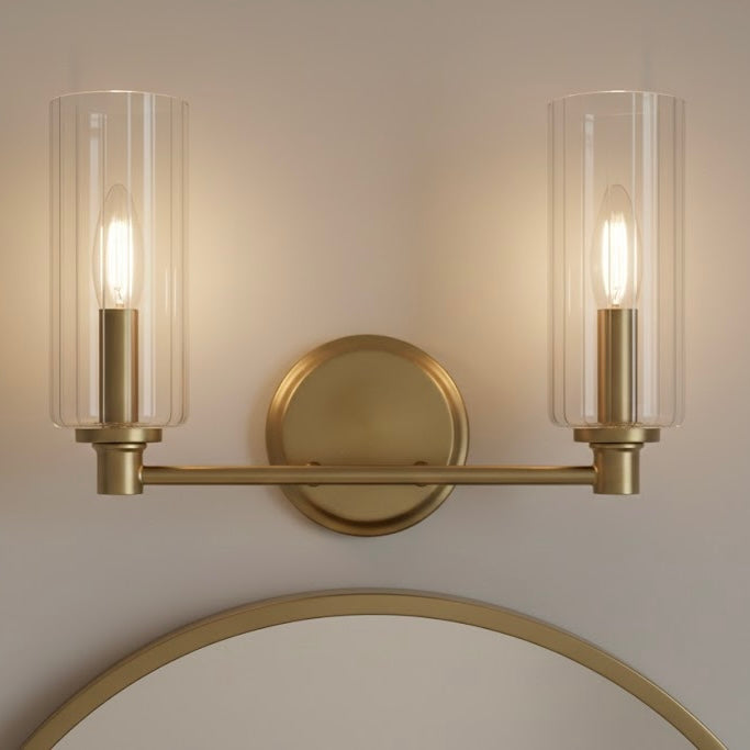 Regal Double Light Vanity With Clear Ribbed Glass - Satin