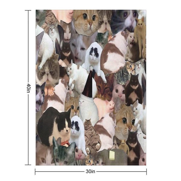Cat Collage Velvety-soft Throw Blanket
