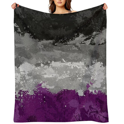 Abstract Paint Splatter Asexual Pride Flag Pattern Versatility Throw Blanket