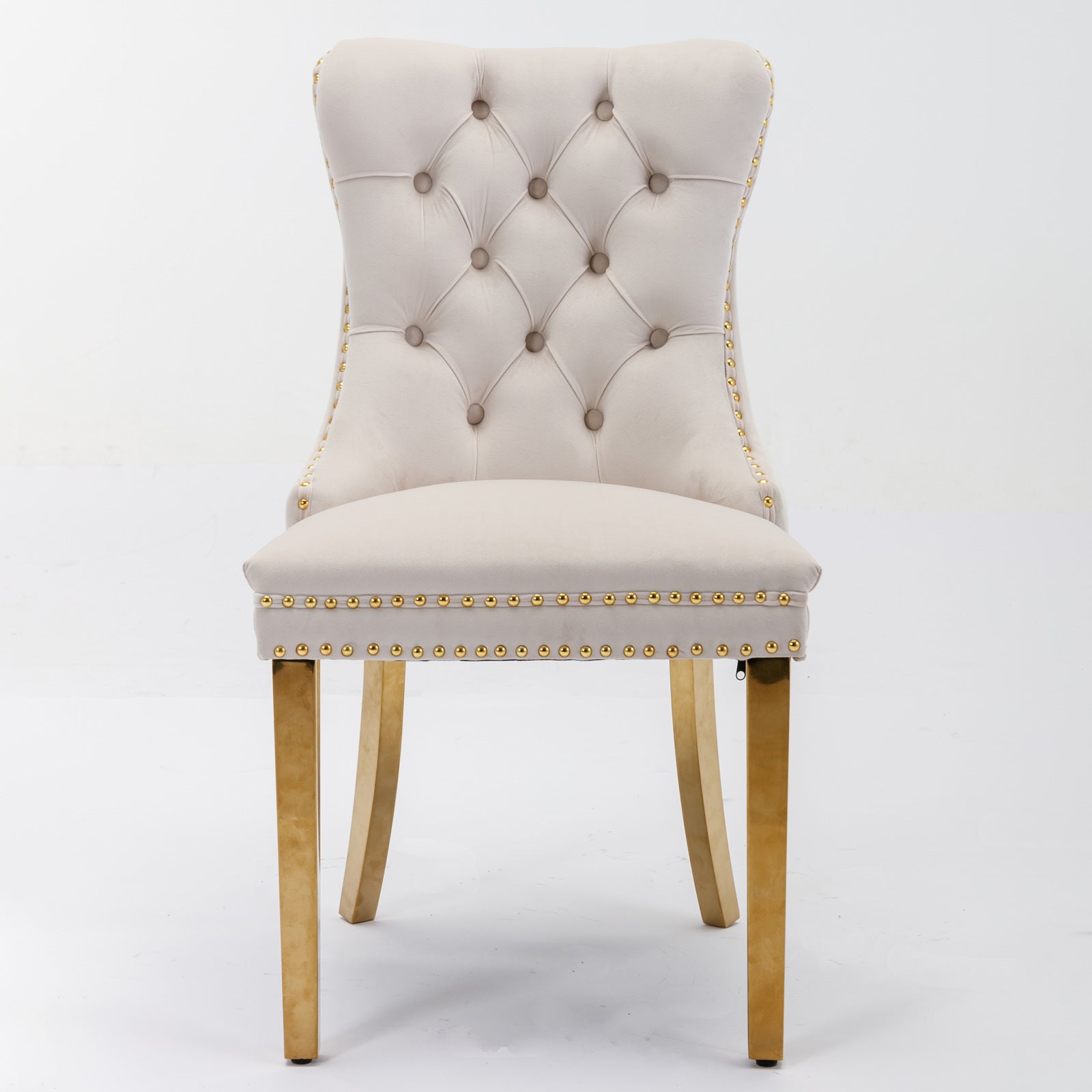 Nikki Collection Modern Tufted Solid Wood Velvet Upholstered Dining Chair with Gold Legs