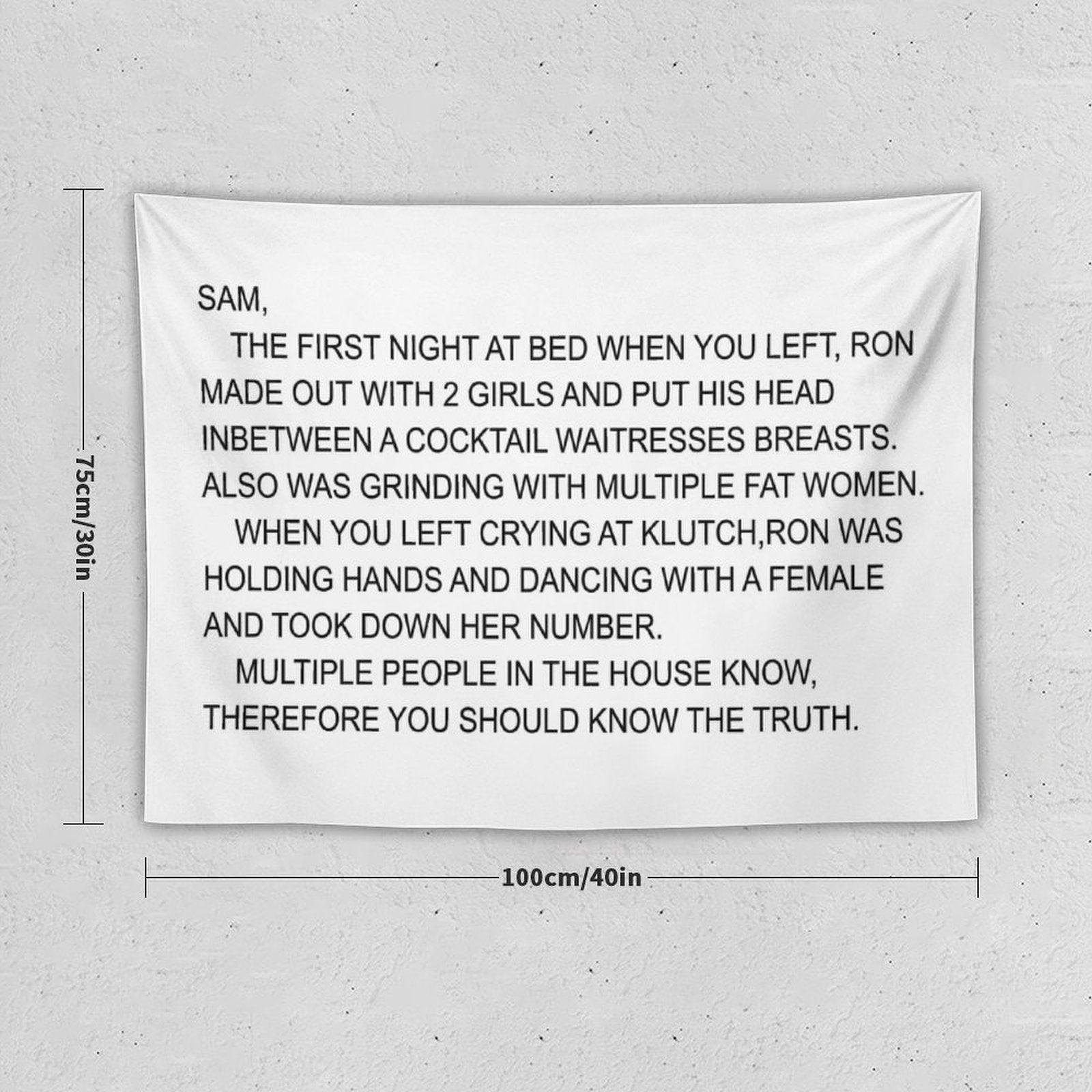 Jersey Shore Letter To Sammi Tapestry