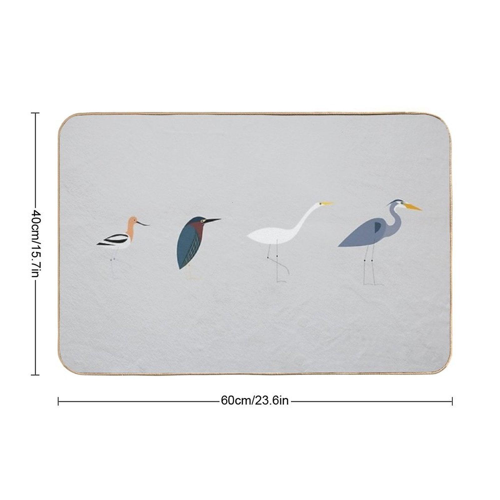 Wading Birds of North America (Blue Heron, Green Heron, Egret, Avocet) Bath Mat