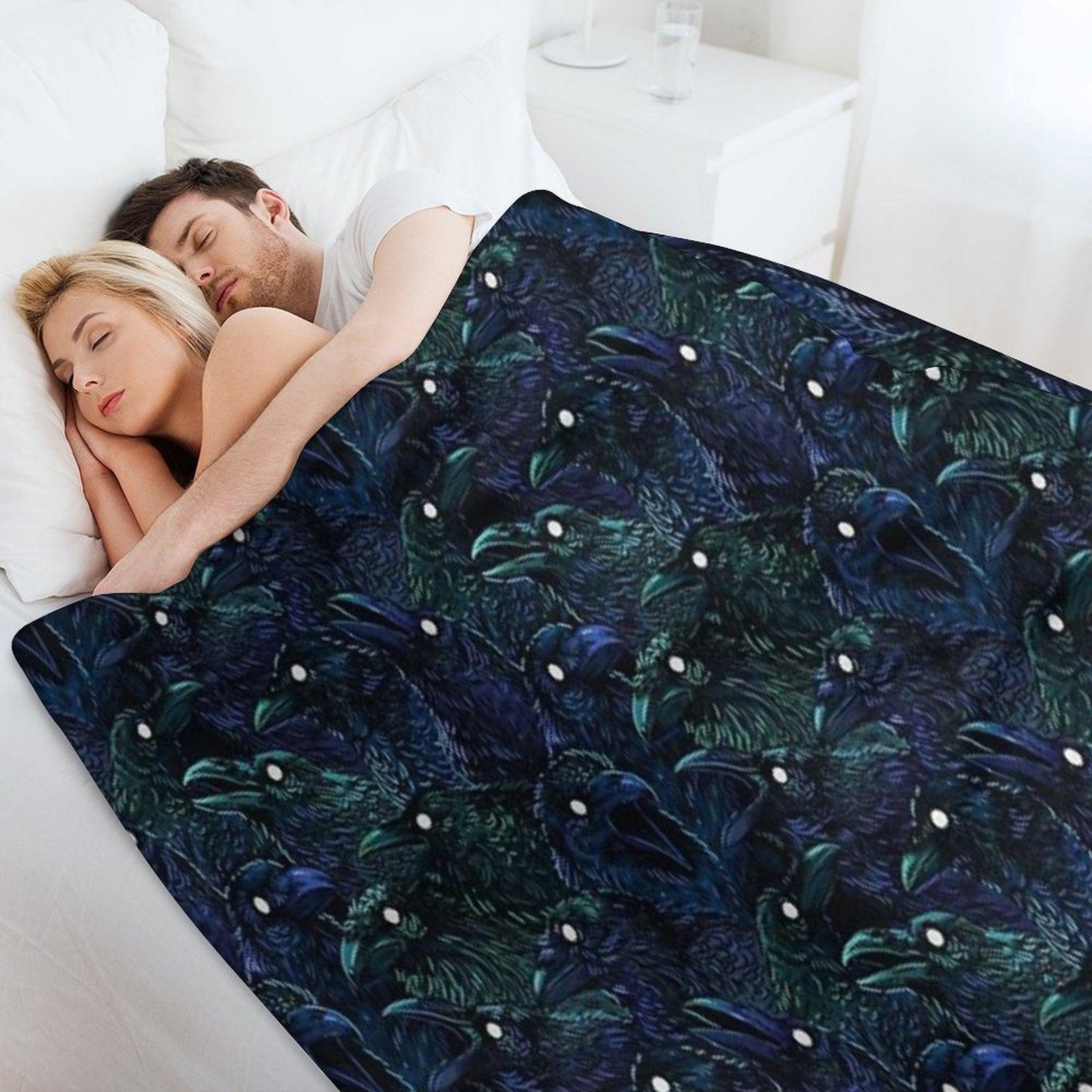 Raven Pattern Throw Blanket