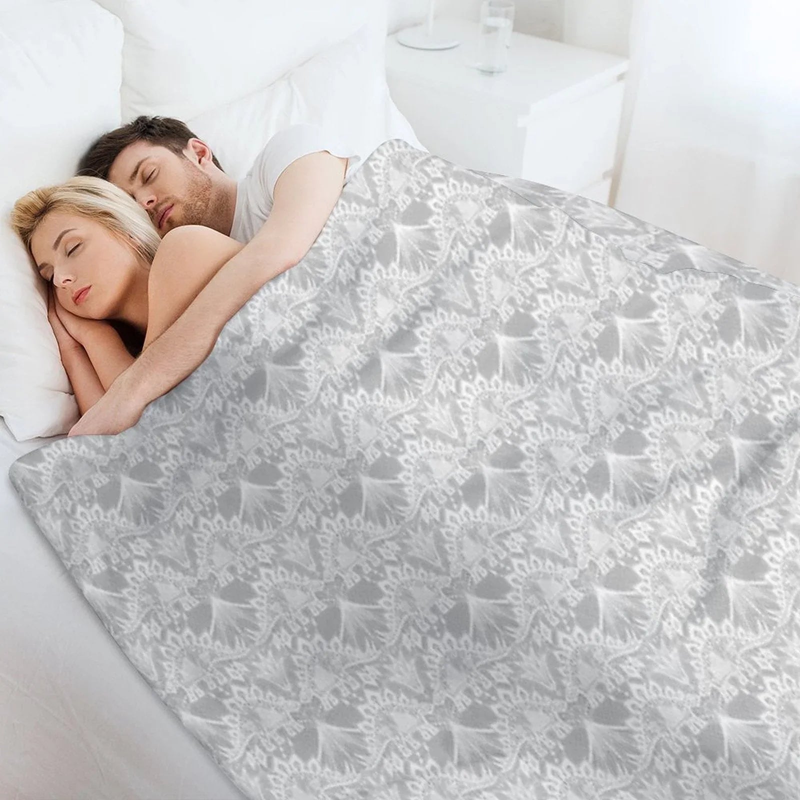 Stegosaurus Lace - White Throw Blanket