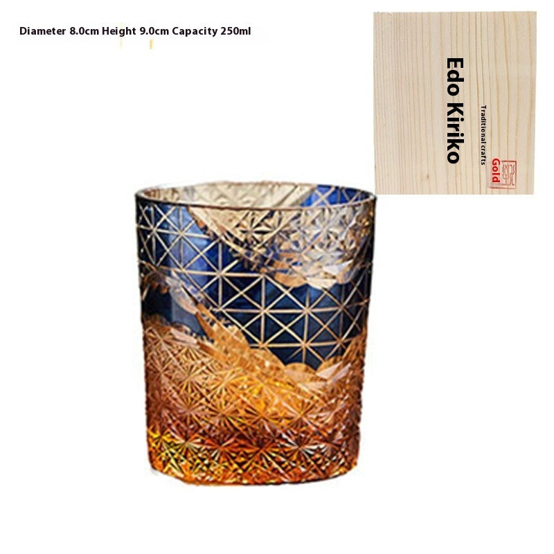 Edo Kiriko Japanese Handmade Cut Glass Cup – Single or Set of 4