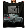 MACH 1 Mustang GT 5.0L V8 Performance Car Fighter Jet Gray Rear Sustainable Throw Blanket