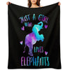 Just A Girl Who Loves Elephants Plush Throw Blanket