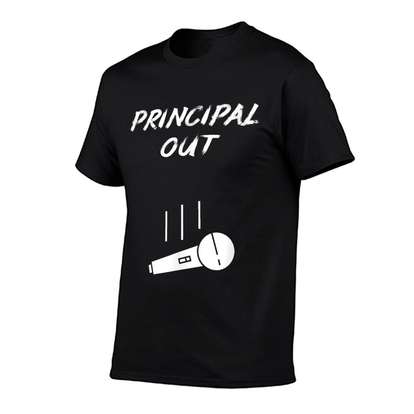 Retired Principal Out Retirement Mic Drop End Of Year Funny T-Shirt