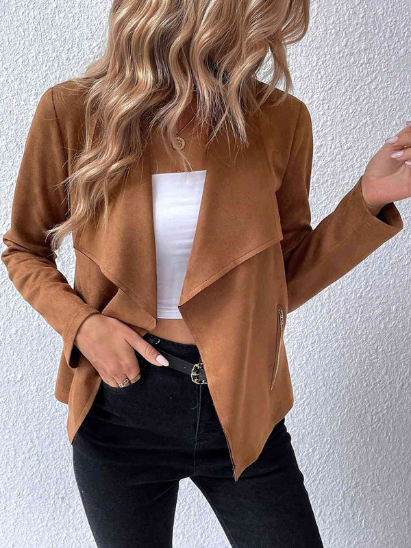 Classic Minimalist Collared Long Sleeve Jacket for Women – Minimalist & Lightweight Everyday Outerwear