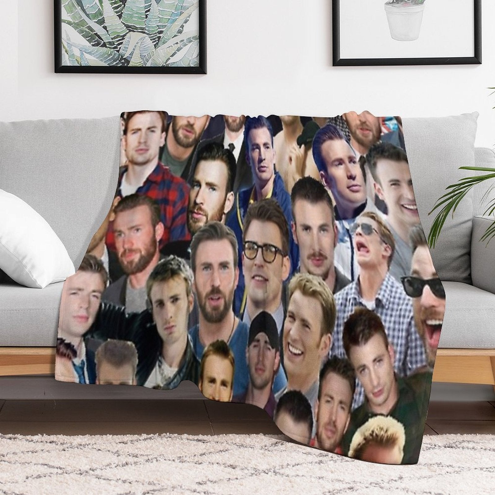 Chris Evans Collage Quick-dry Throw Blanket