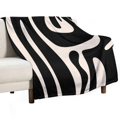 Mid Century Modern Kwaito Abstract Pattern in Black And Almond Cream Shrink-resistant Throw Blanket