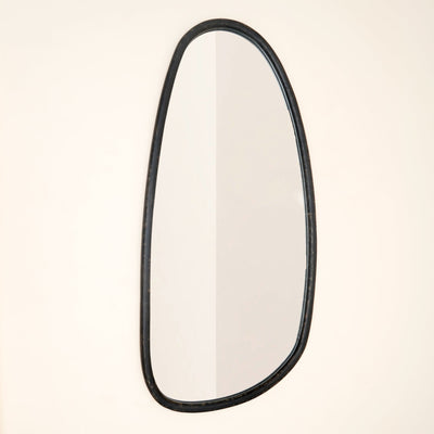 Wall Mirror with Blackwash Mango Wood Frame, Black, 28x60