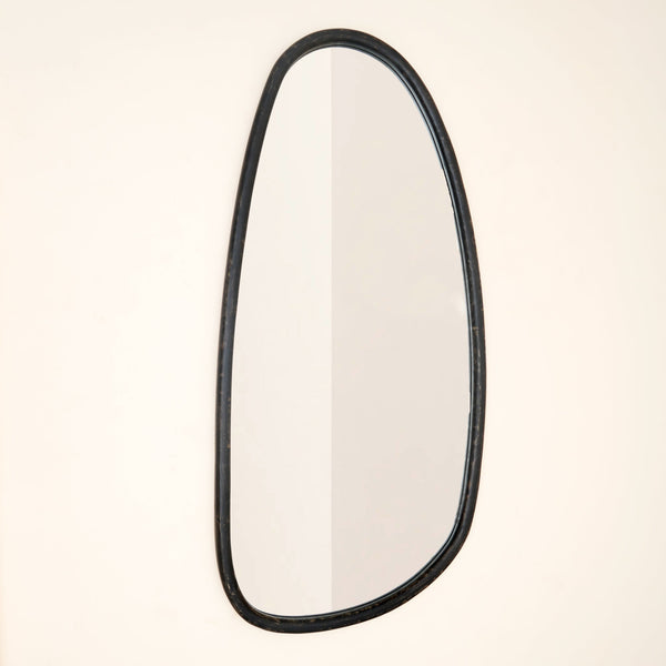 Wall Mirror with Blackwash Mango Wood Frame, Black, 28x60