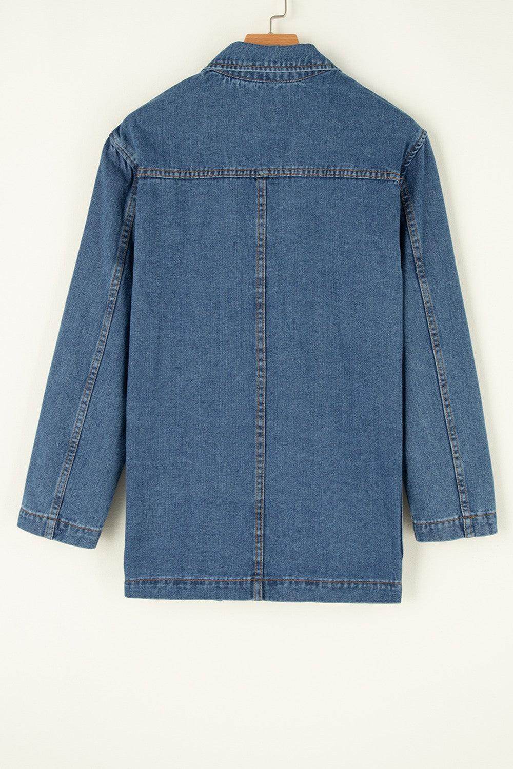 Pocketed Long Sleeve Denim Jacket for Women Stylish Fit