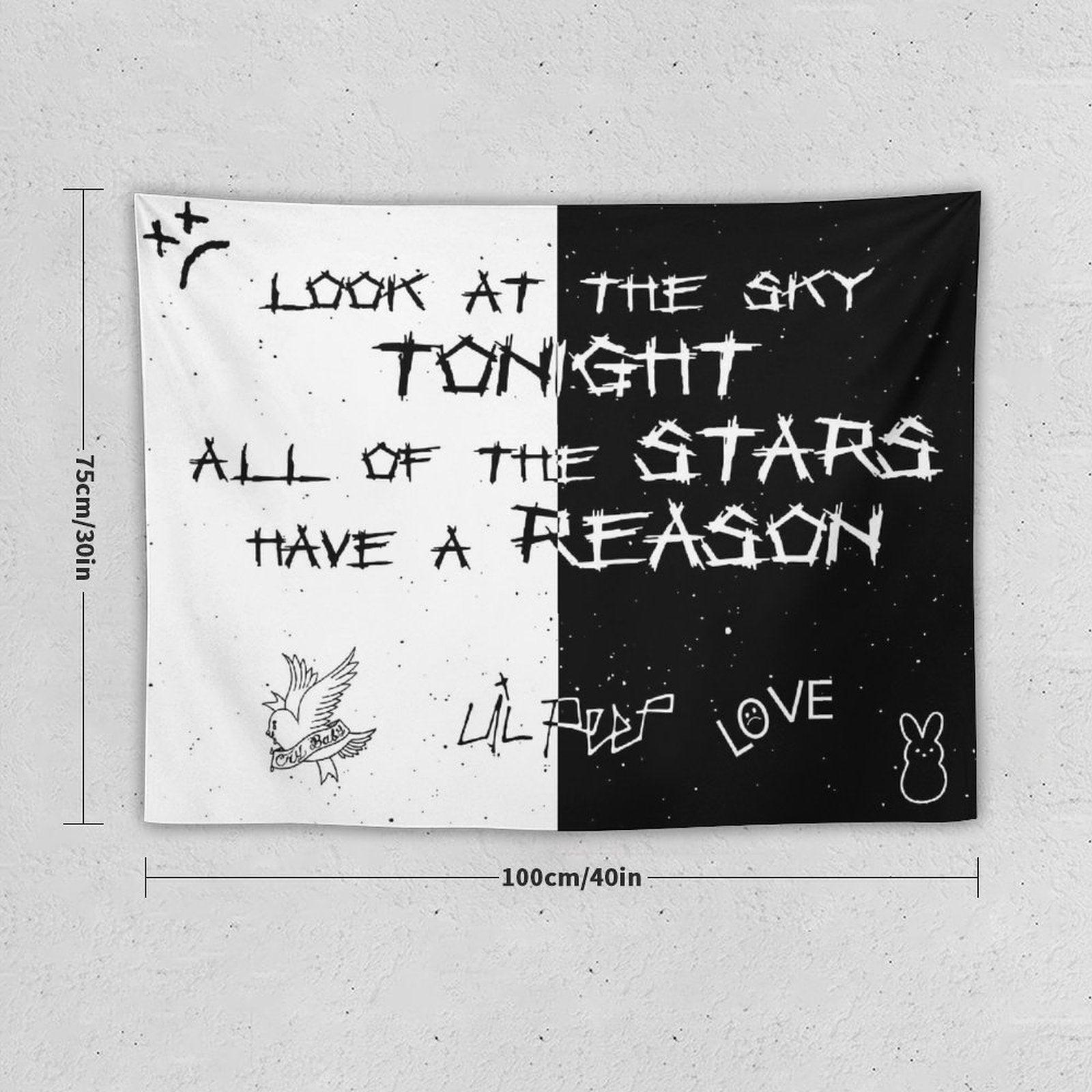 Lil Peep Black And White Star Tapestry
