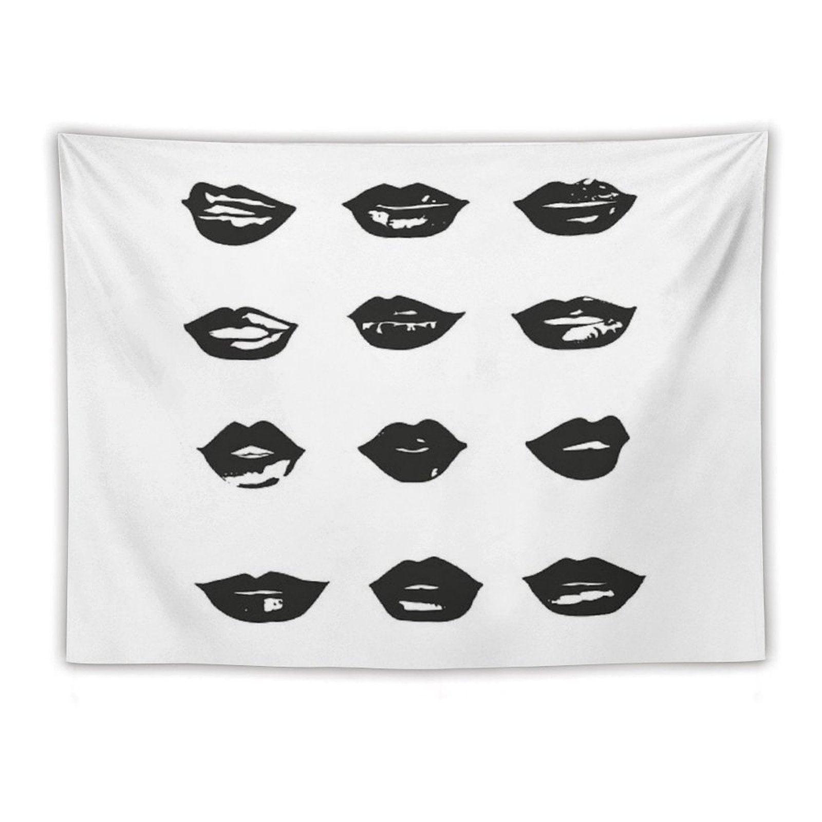 Kiss Kiss in Black And White Tapestry