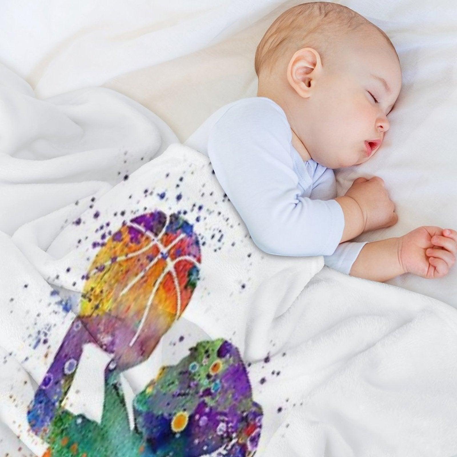 Girl Basketball Kid Watercolor Sport Gift Throw Blanket
