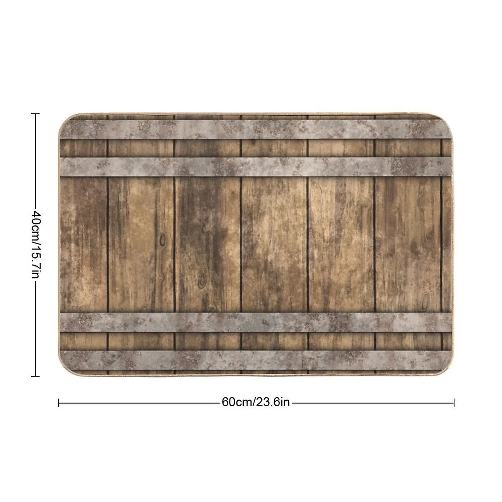 Rustic Wooden Barrel Barnhouse Planks Background Bath Mat