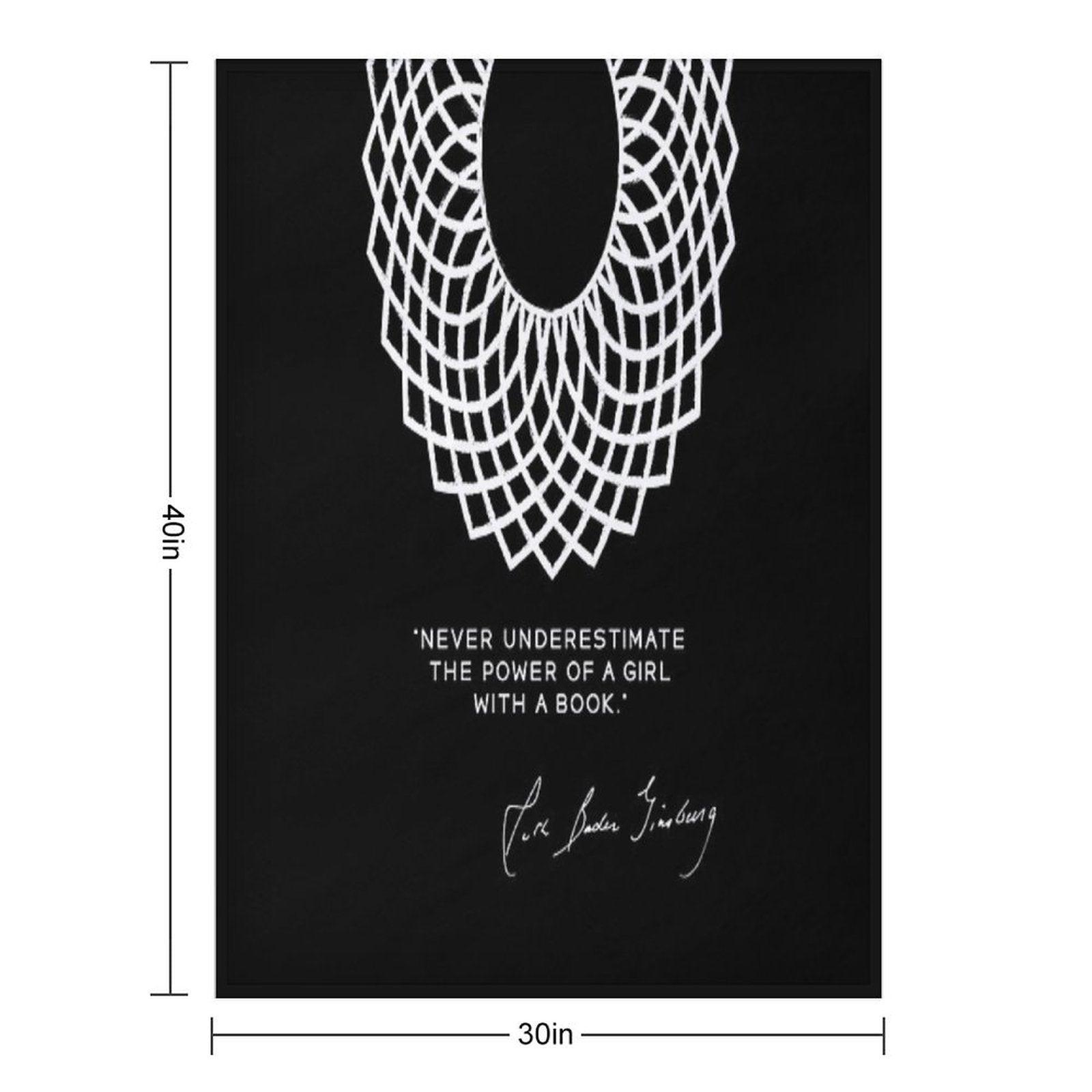 RBG Never Underestimate The Power of A Girl With A Book Throw Blanket