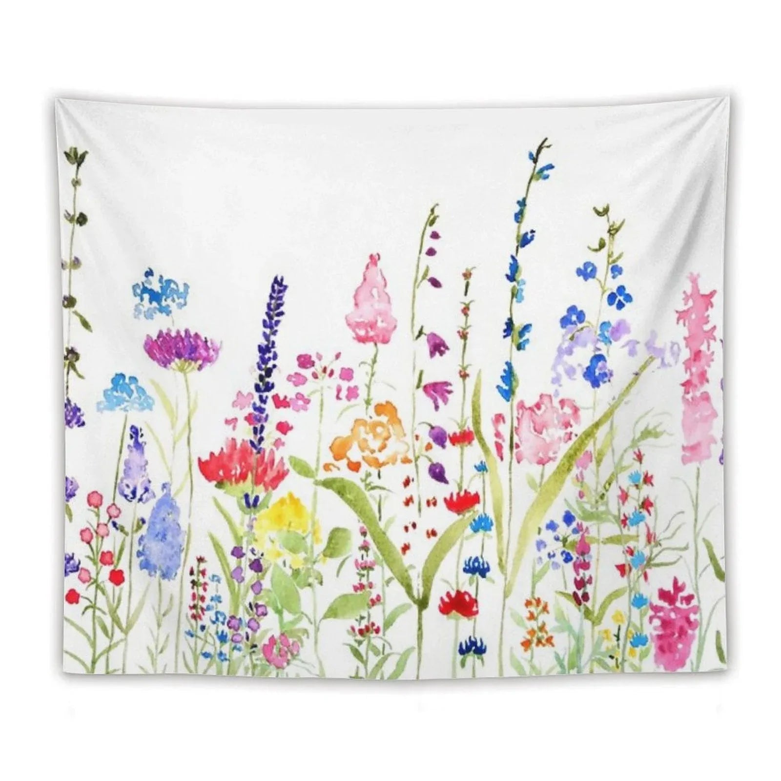 Hand Painted Colorful Wild Flower Field Tapestry
